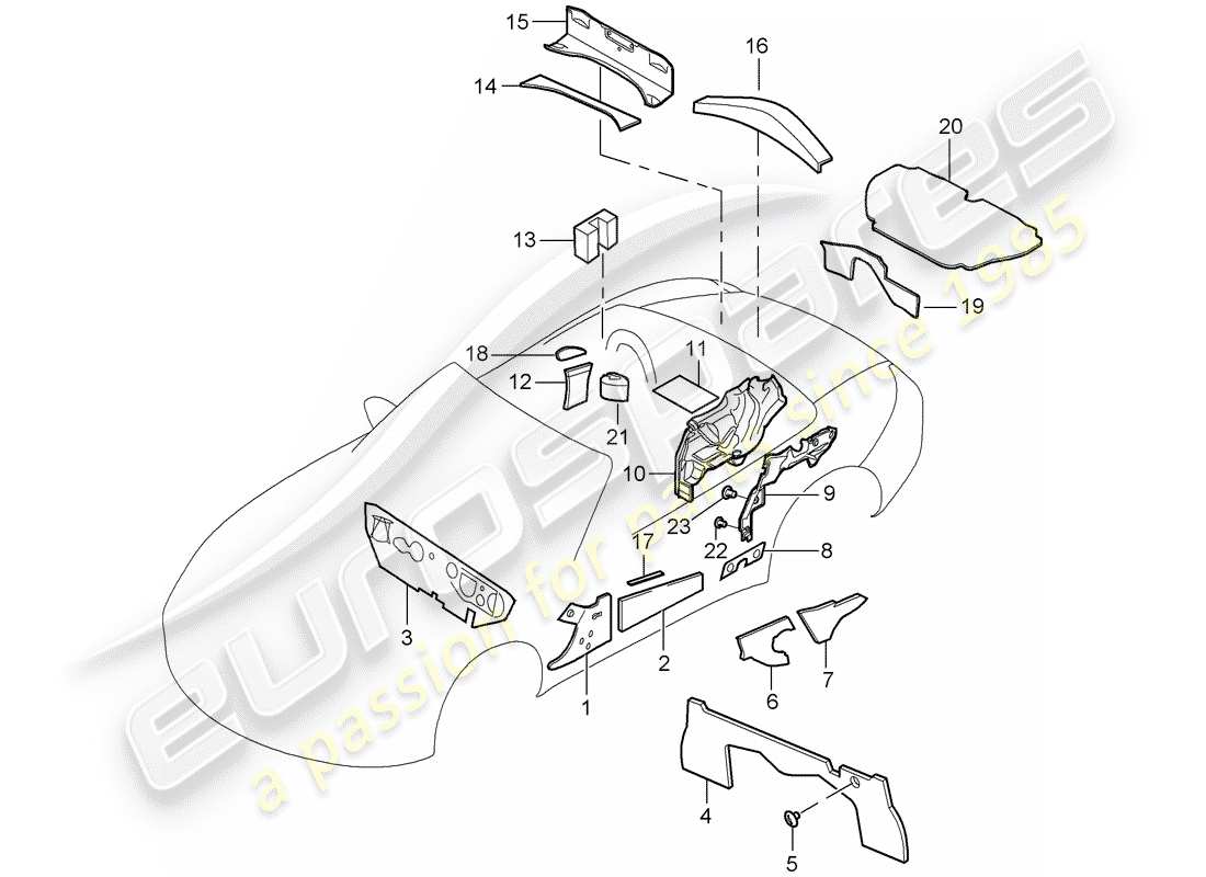 porsche 2008 (987 boxster) body shell part diagram