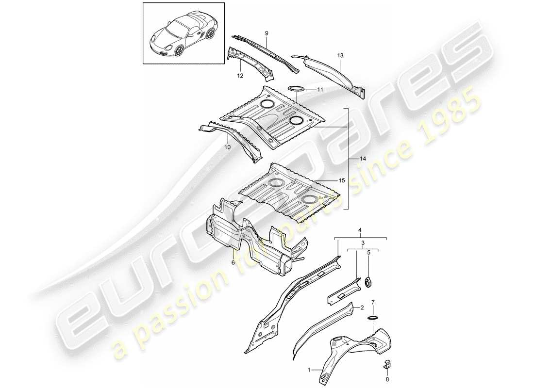 porsche 2011 (987 boxster) rear end part diagram
