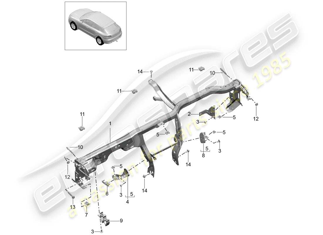 porsche 2016 (macan) retaining frame part diagram