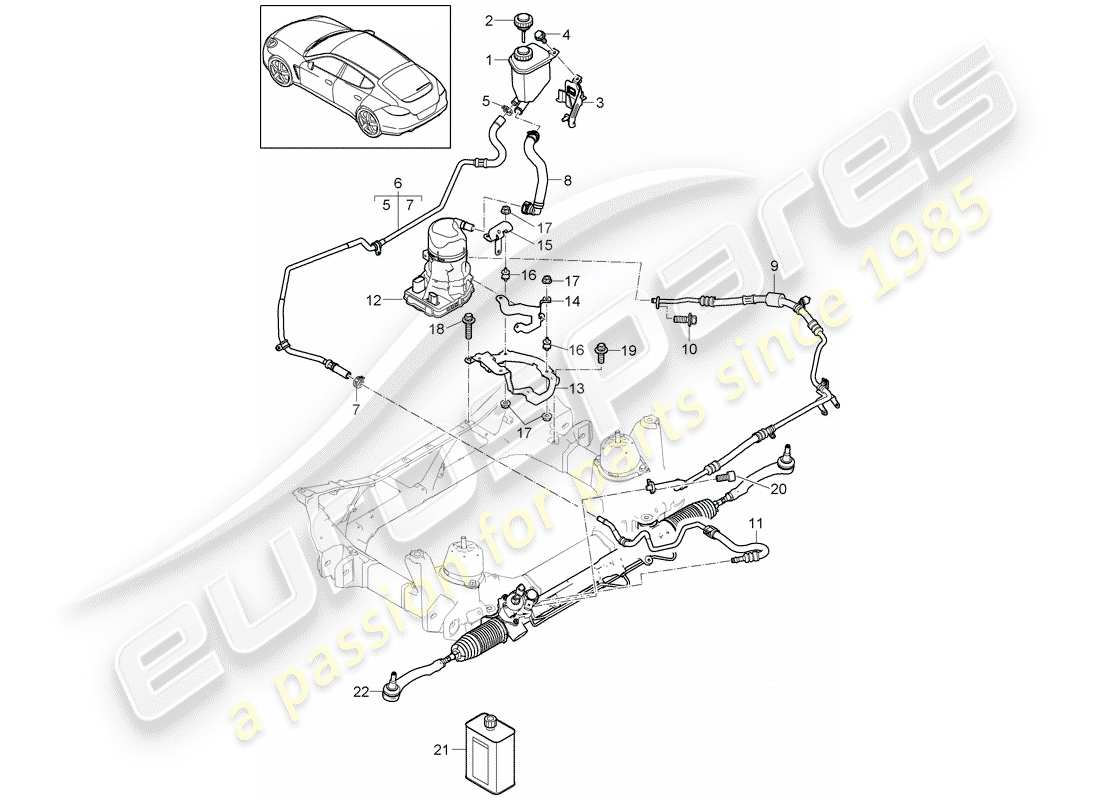 porsche panamera 970 (2010) power steering parts diagram