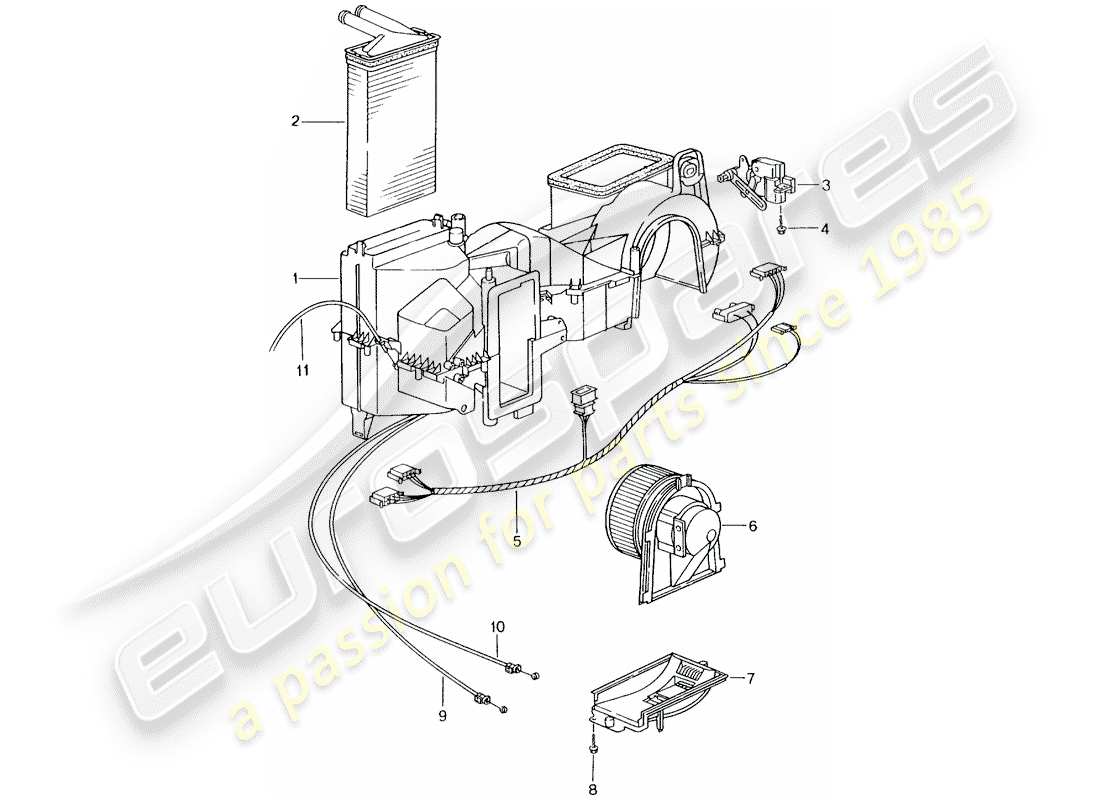 porsche 2005 (996 gt3) heater - single parts part diagram