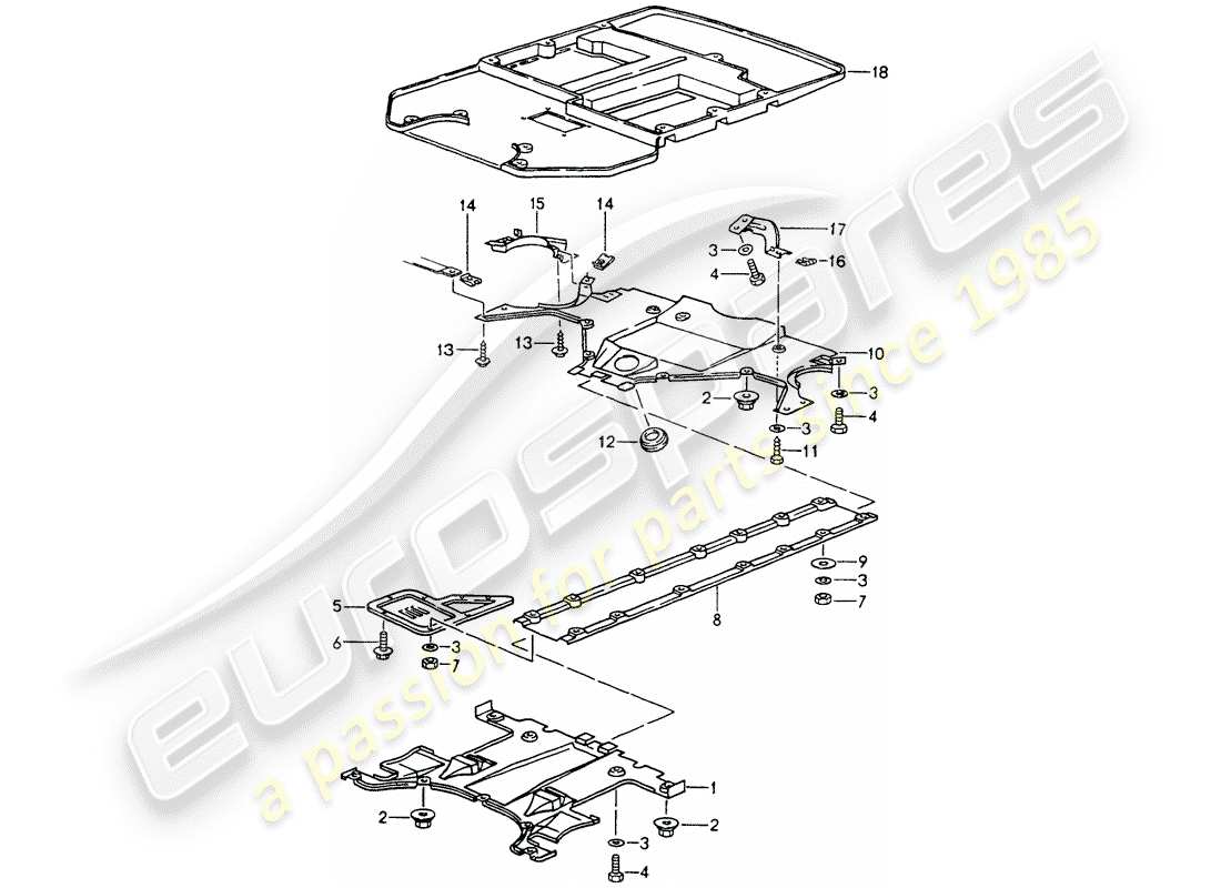 porsche 1992 (964) cover - underbody parts diagram