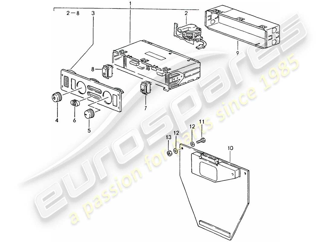 porsche 964 (1994) control switch - driver part diagram