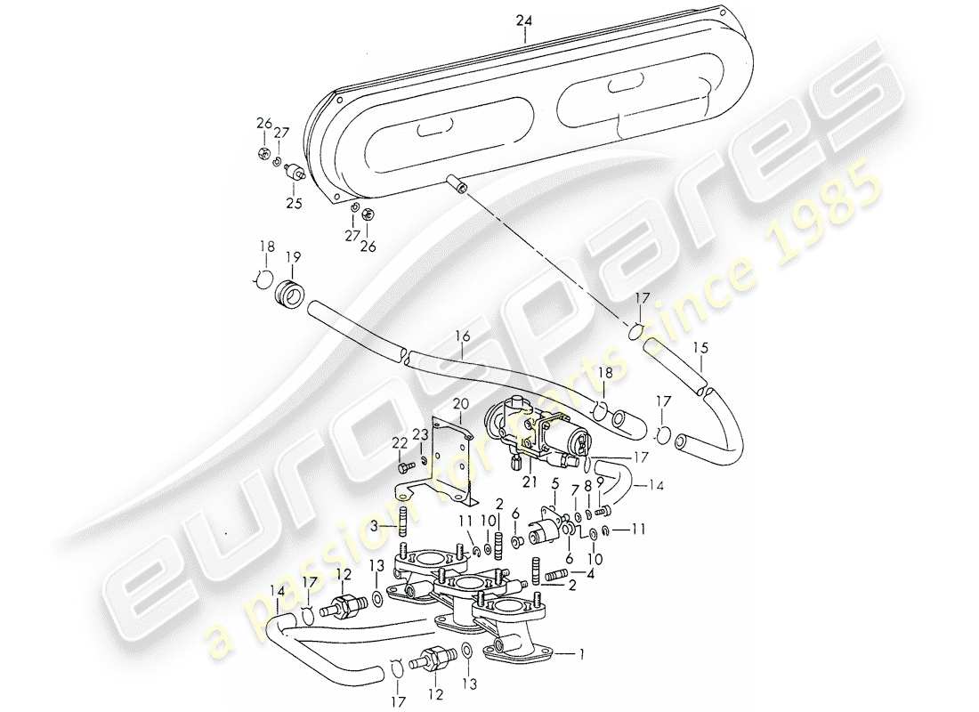 porsche 1972 (911) vacuum system - for - clutch release - d >> - mj 1971 part diagram
