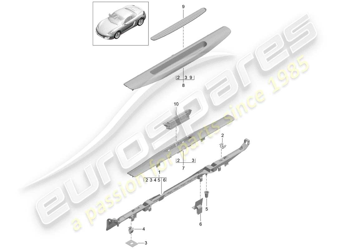 porsche 2012 (981 boxster) lining parts diagram