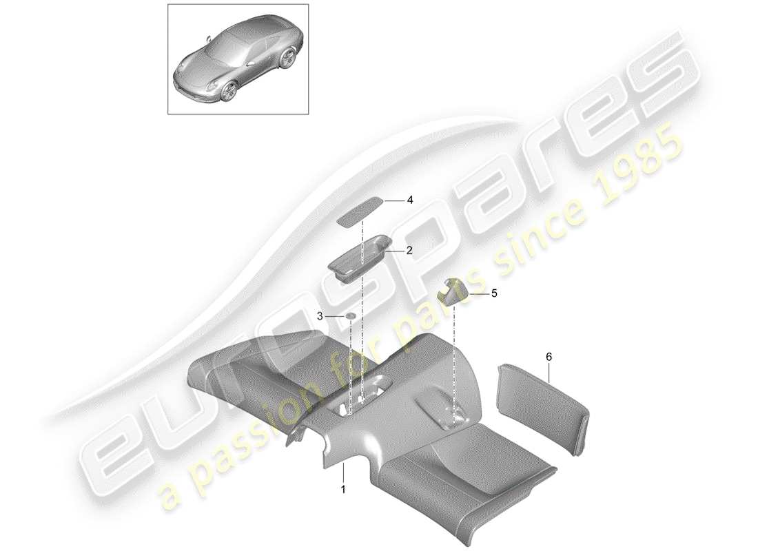 porsche 991 (2013) back seat cushion part diagram