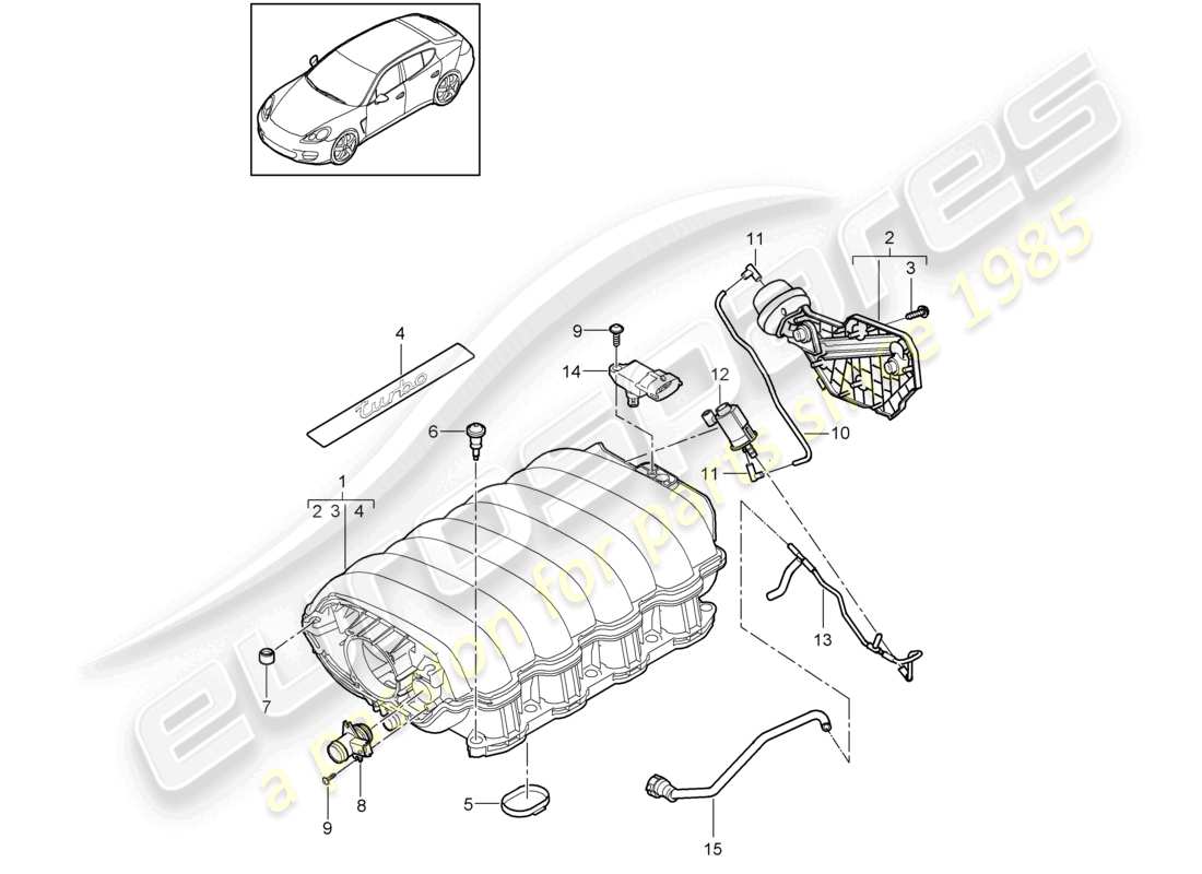 porsche 2010 (cayenne e1 9pa) intake air distributor parts diagram