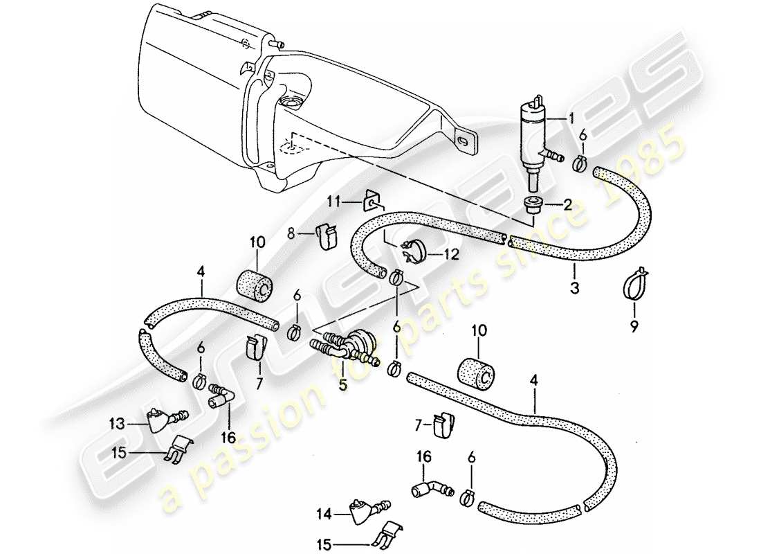 porsche 1994 (968) headlight washer system part diagram