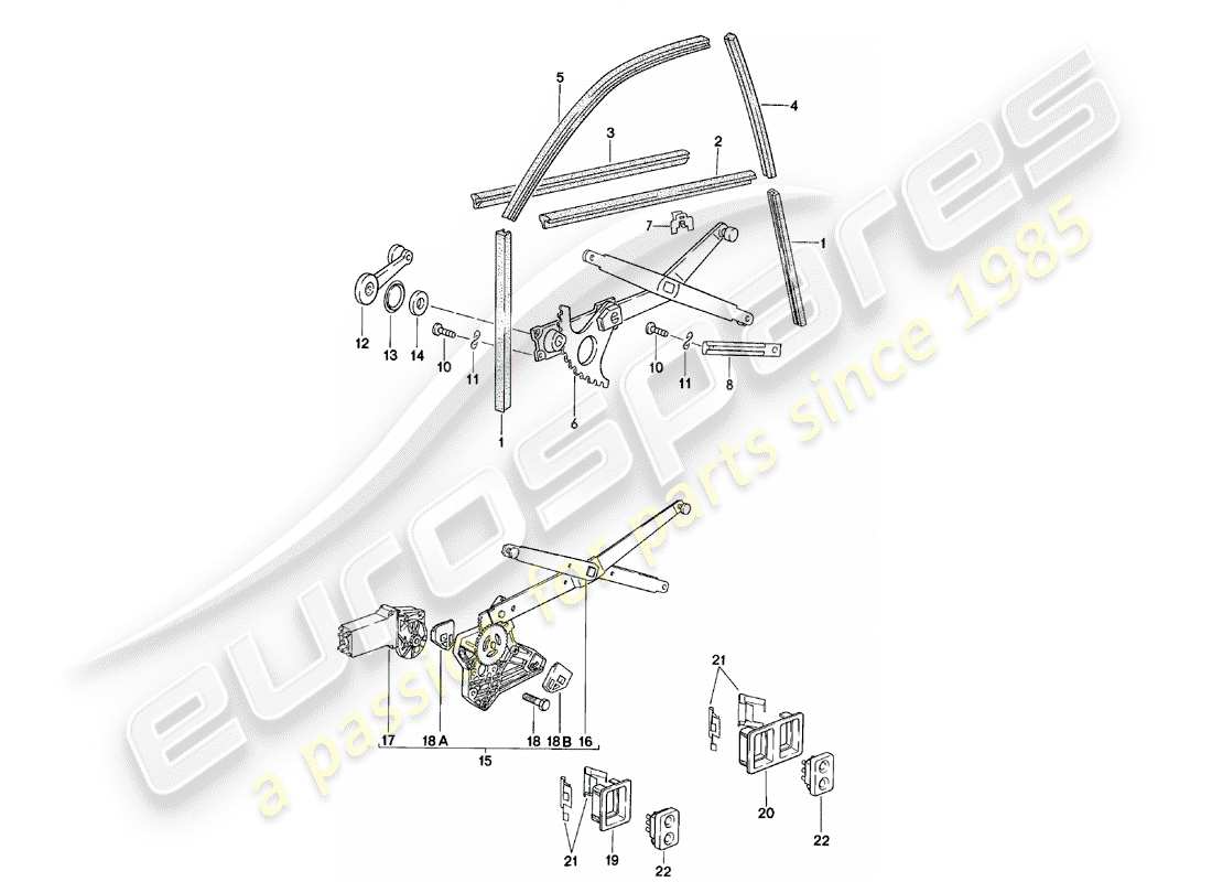 porsche 1985 (924) glass channel - window regulator part diagram