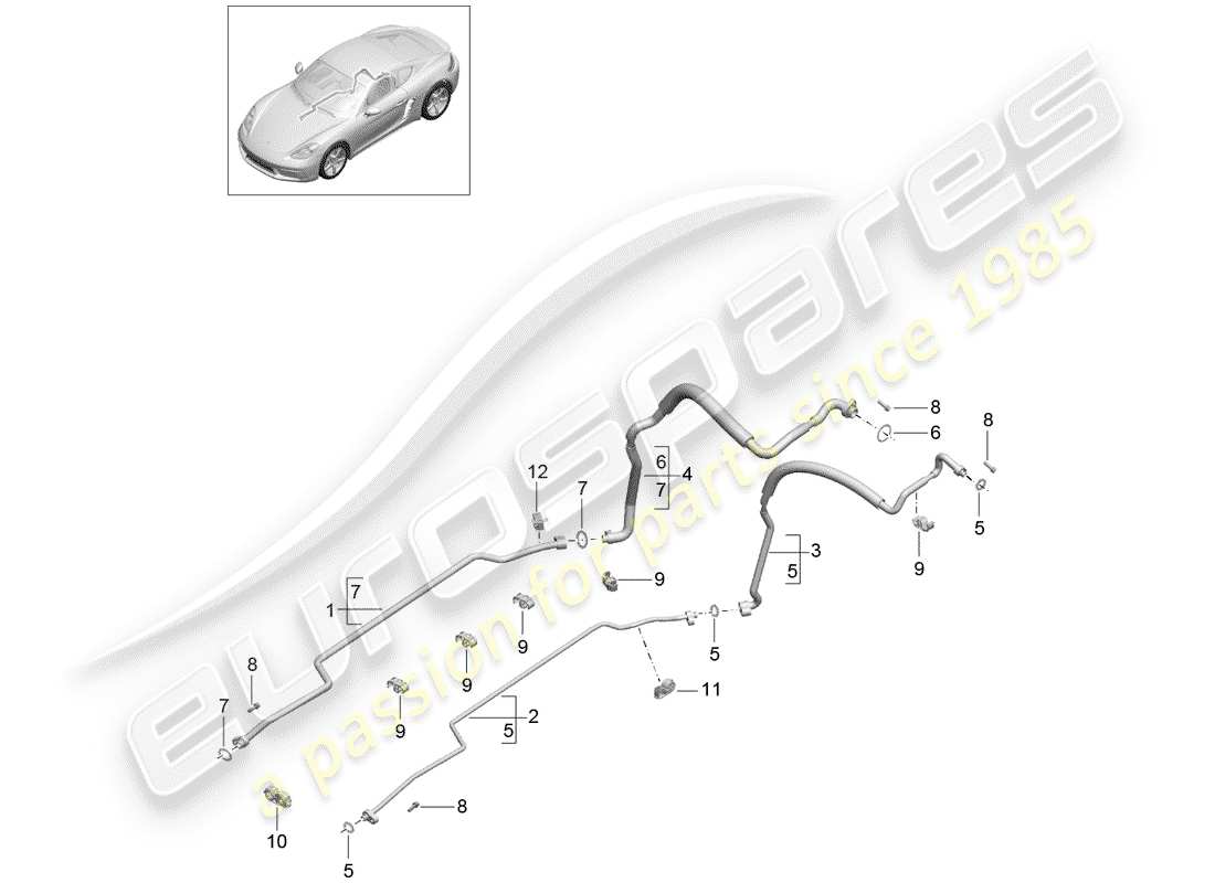 porsche 718 cayman (2018) refrigerant circuit part diagram