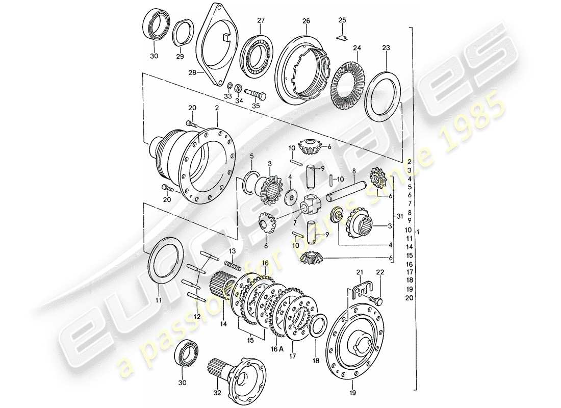 porsche 1987 (928) automatic transmission - porsche - limited slip differential - d - mj 1990>> part diagram