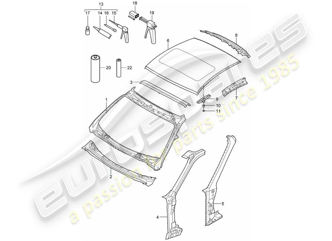 porsche 2011 (997-2) cowl part diagram