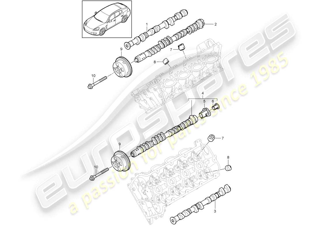 porsche 2010 (cayenne e1 9pa) camshaft parts diagram