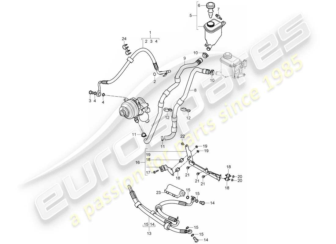 porsche 2010 (cayenne e1 9pa) power steering part diagram