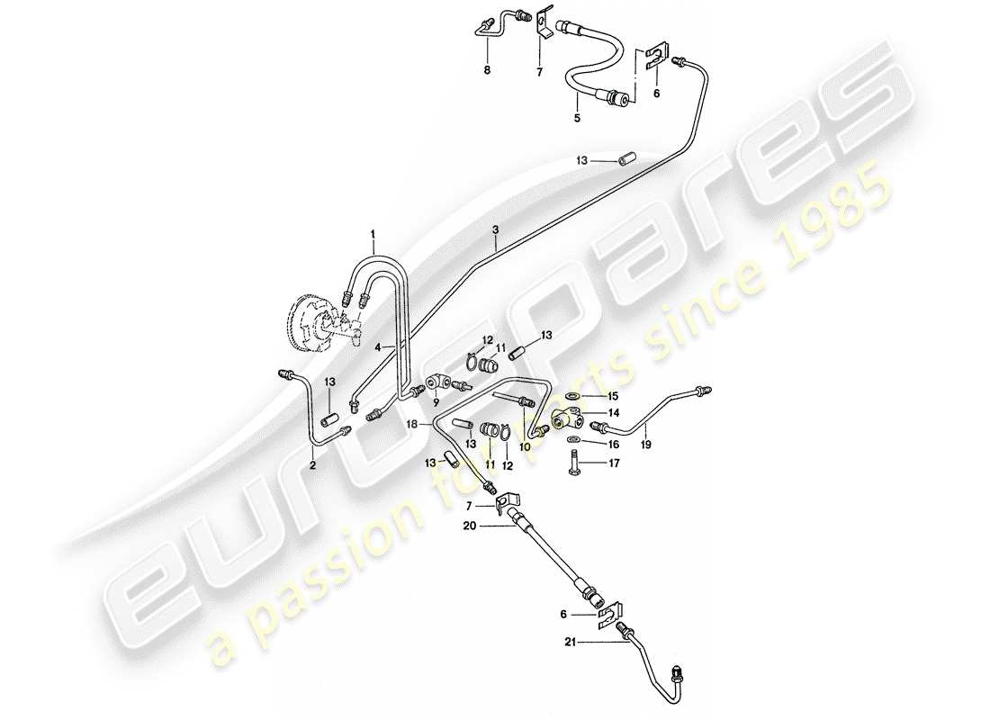 porsche 1974 (911) brake lines - for vehicles with - brake booster part diagram