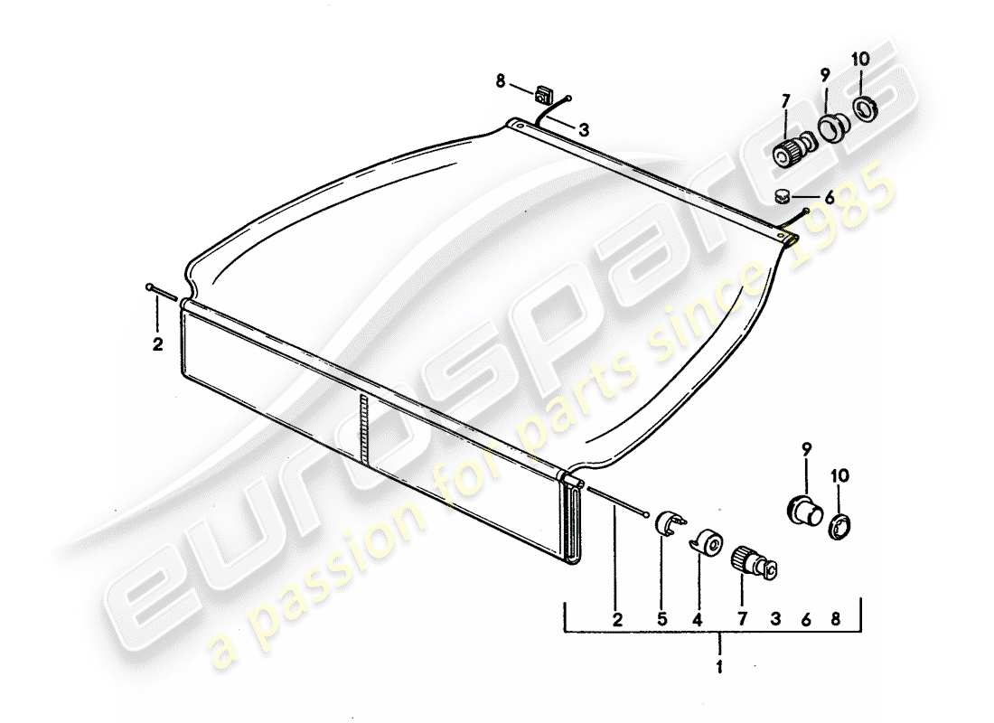 porsche 1995 (928) luggage compartment cover part diagram