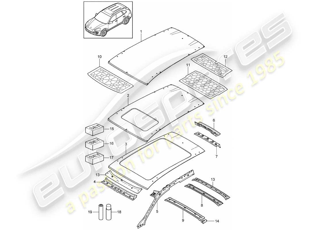 porsche 2018 (cayenne e2 92a) roof part diagram