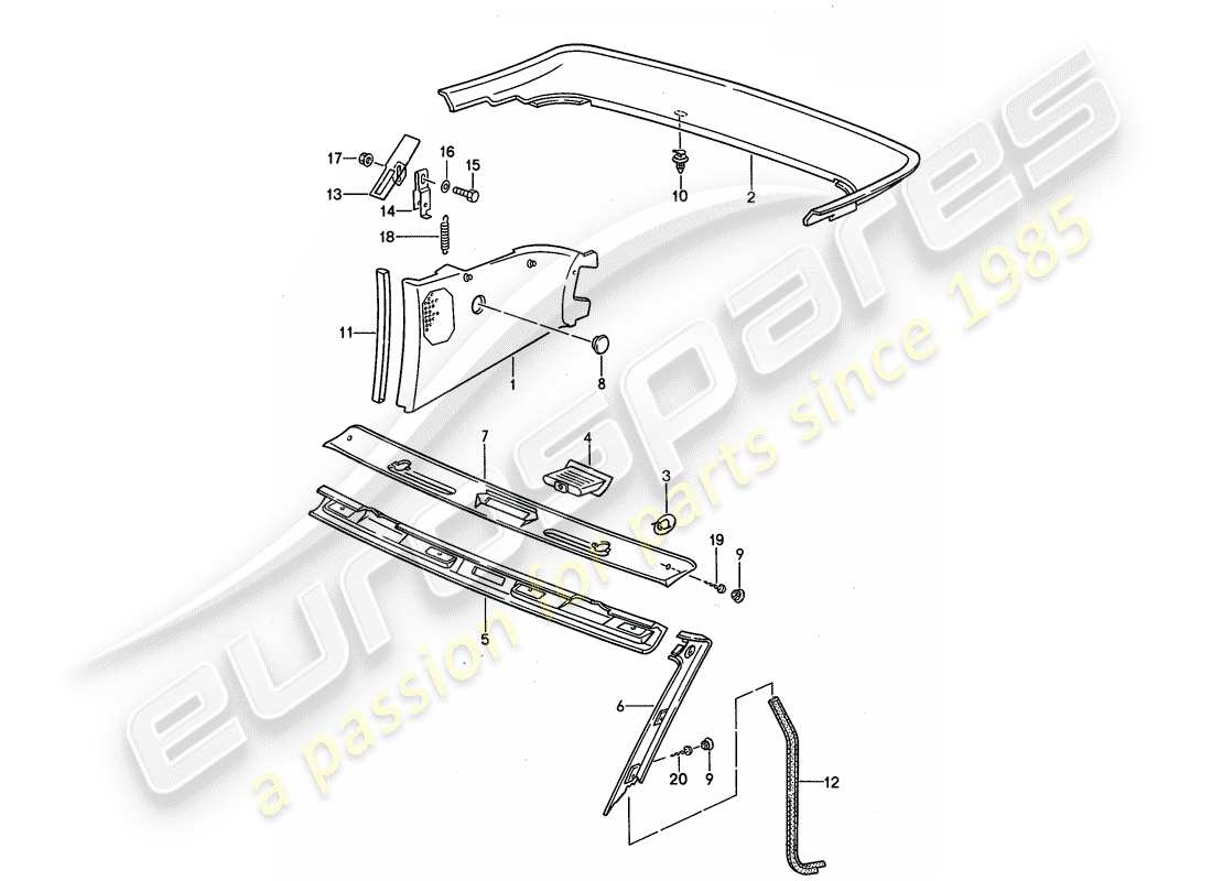 porsche 1992 (968) trims parts diagram