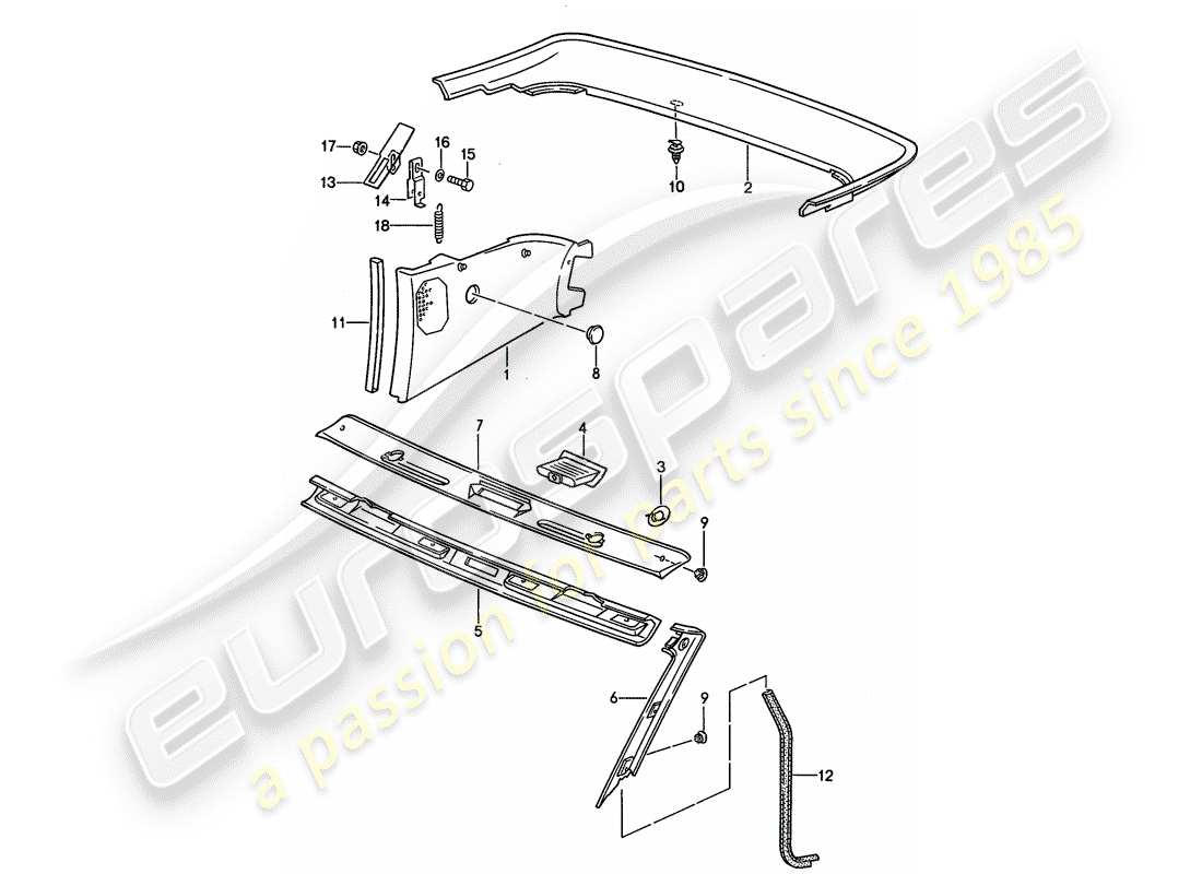 porsche 1991 (944) trims part diagram