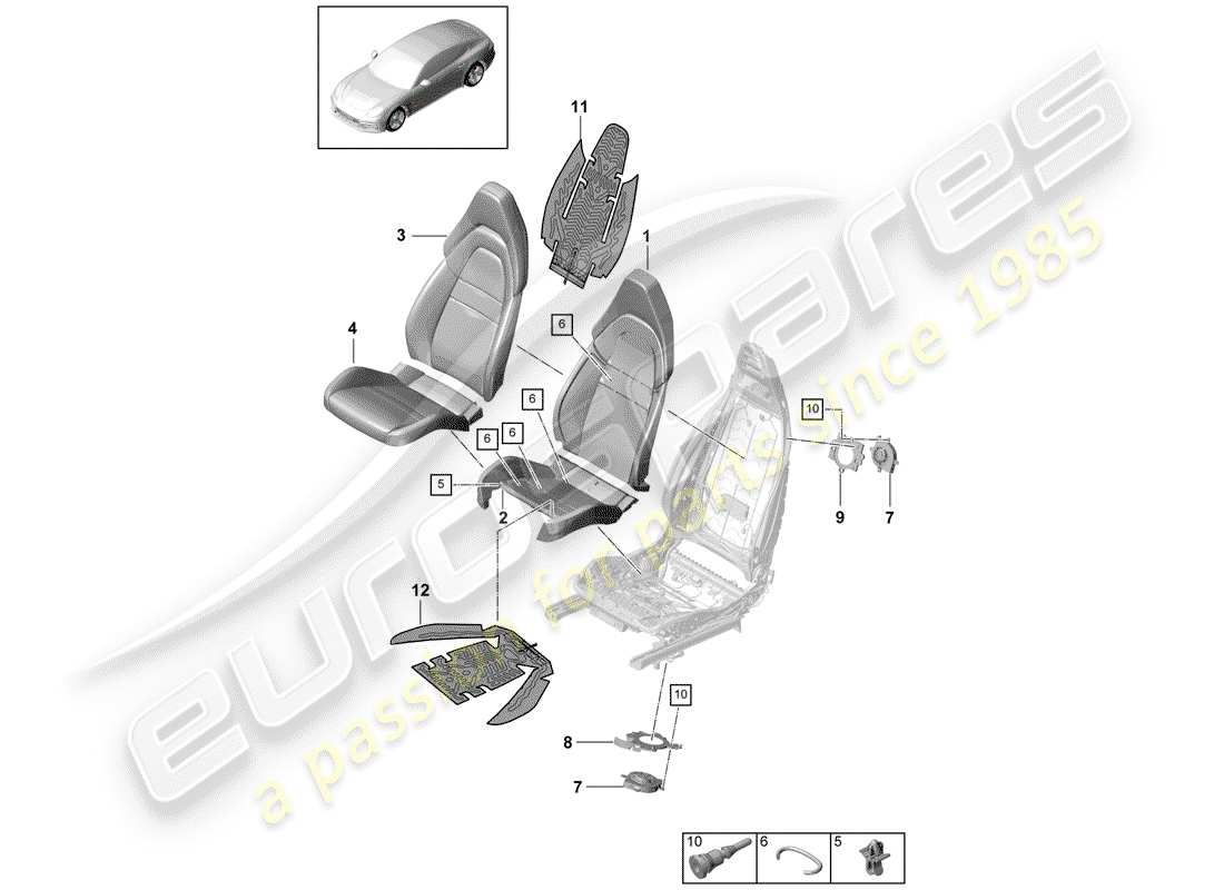 porsche 2017 (panamera 971-1) foam part part diagram