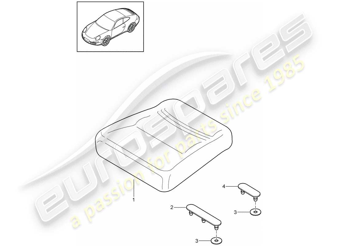 porsche 2012 (997-2) back seat cushion part diagram