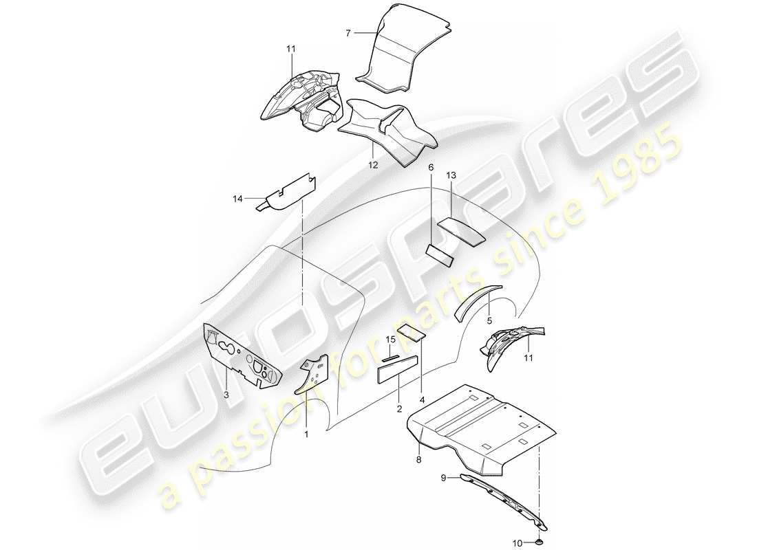 porsche 2010 (997-2) body shell part diagram