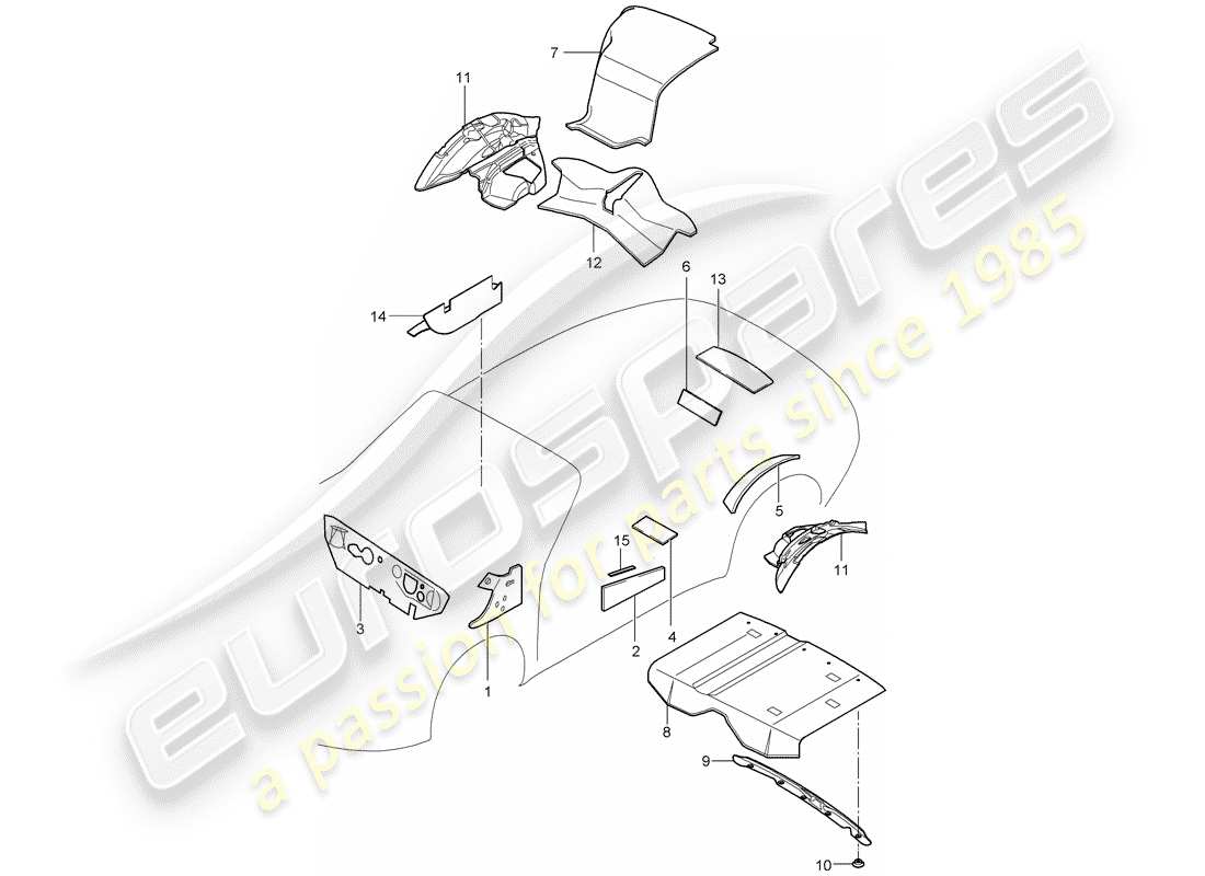 porsche 997 gen. 2 (2010) body shell part diagram