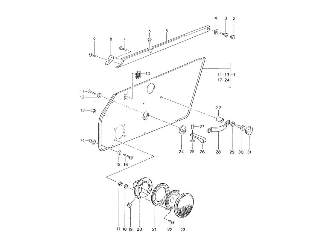 porsche 1994 (964) interior equipment - doors parts diagram