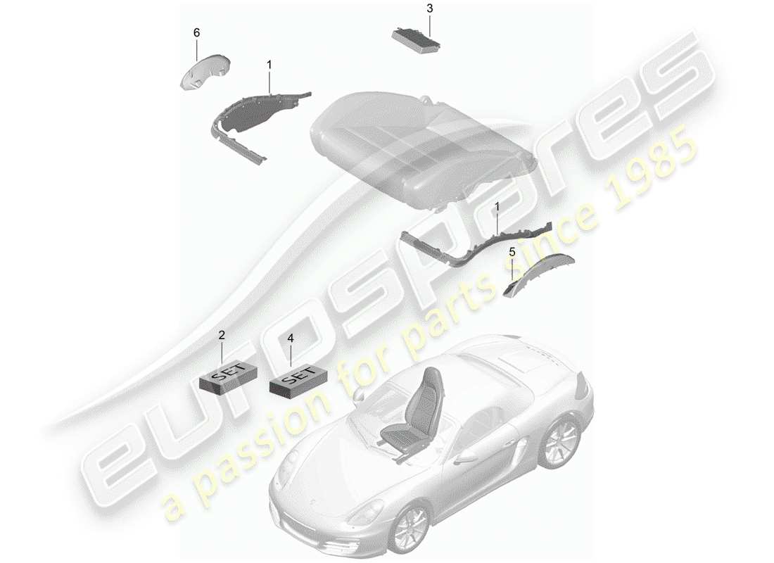 porsche 2012 (981 boxster) padding for seat parts diagram