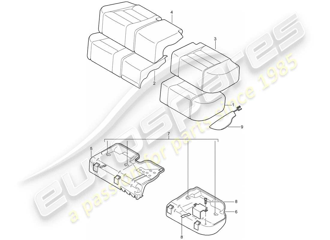 porsche 2010 (cayenne e1 9pa) foam part part diagram