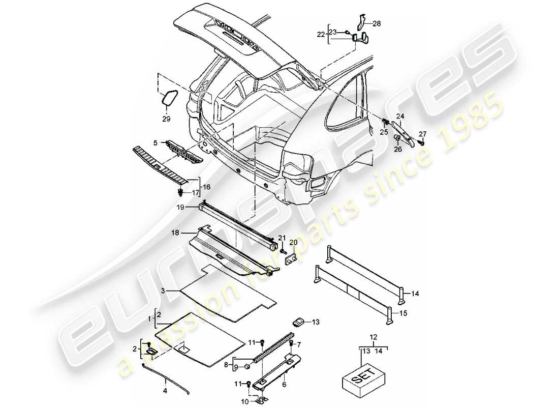 porsche 2010 (cayenne e1 9pa) trims part diagram