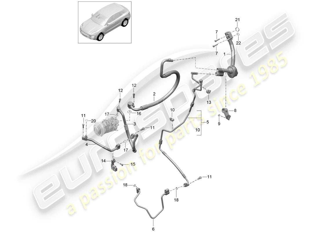 porsche 2018 (macan) refrigerant circuit part diagram