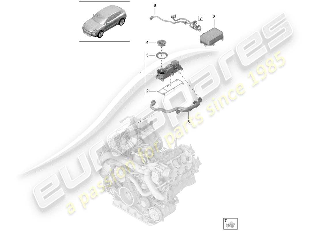 porsche 2020 (macan) ventilation for cylinder block parts diagram