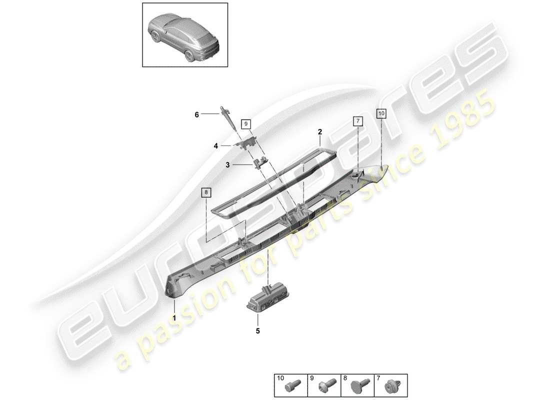 porsche 2019 (cayenne e3 9ya/9yb) rear trunk lid part diagram