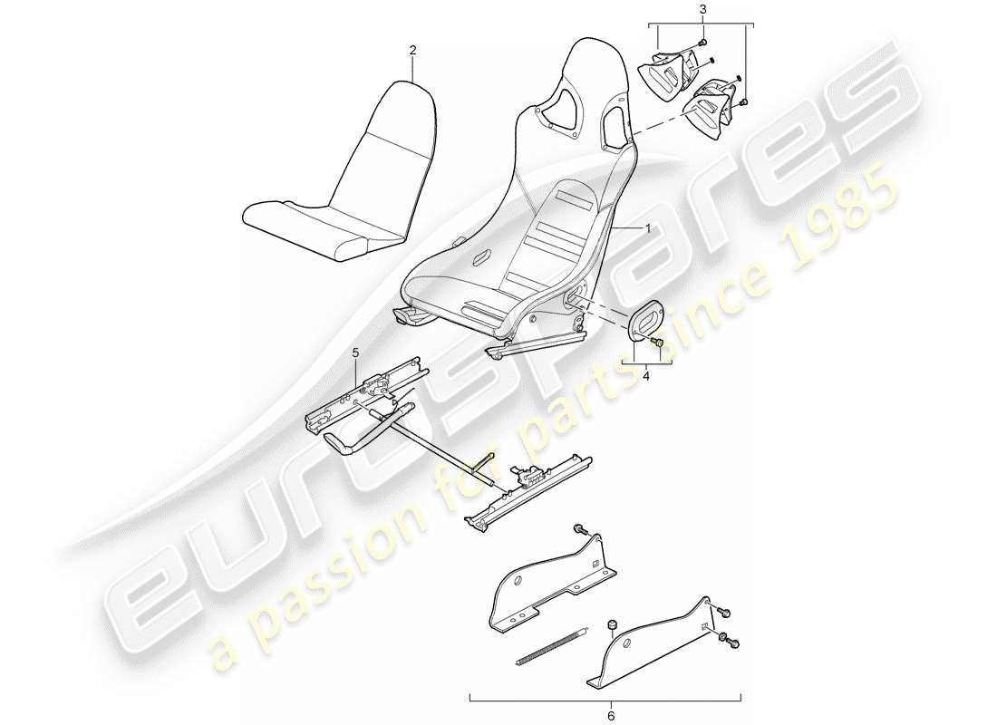 porsche 2007 (997-1 gt3) seat part diagram