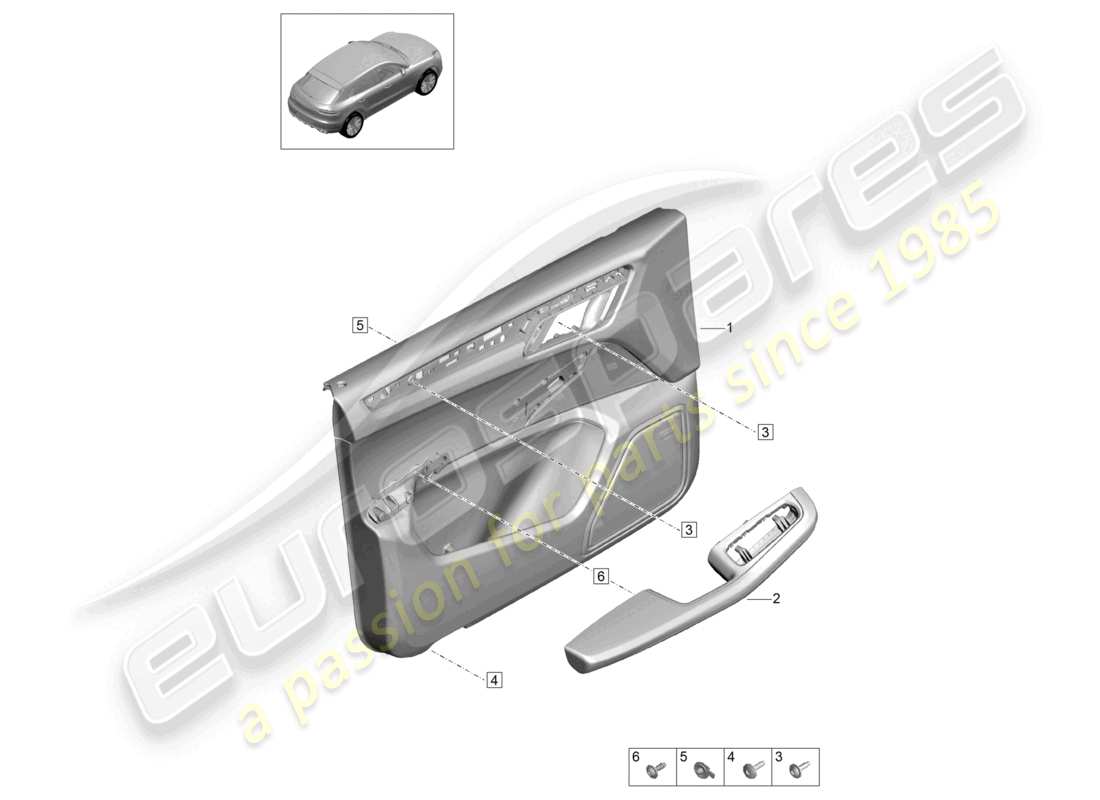 porsche 2019 (macan) door panel front doors for vehicles with leather/alcantara trim interior lighting comfort part diagram