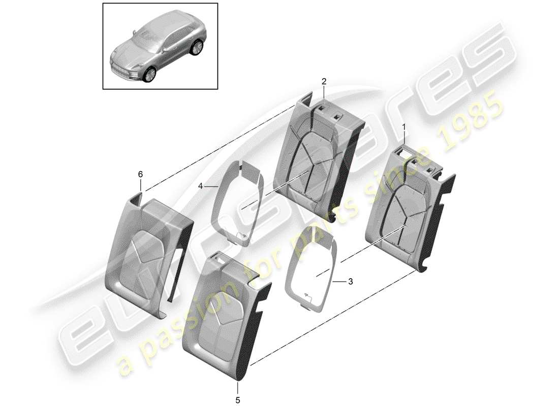 porsche 2019 (macan) foam part part diagram