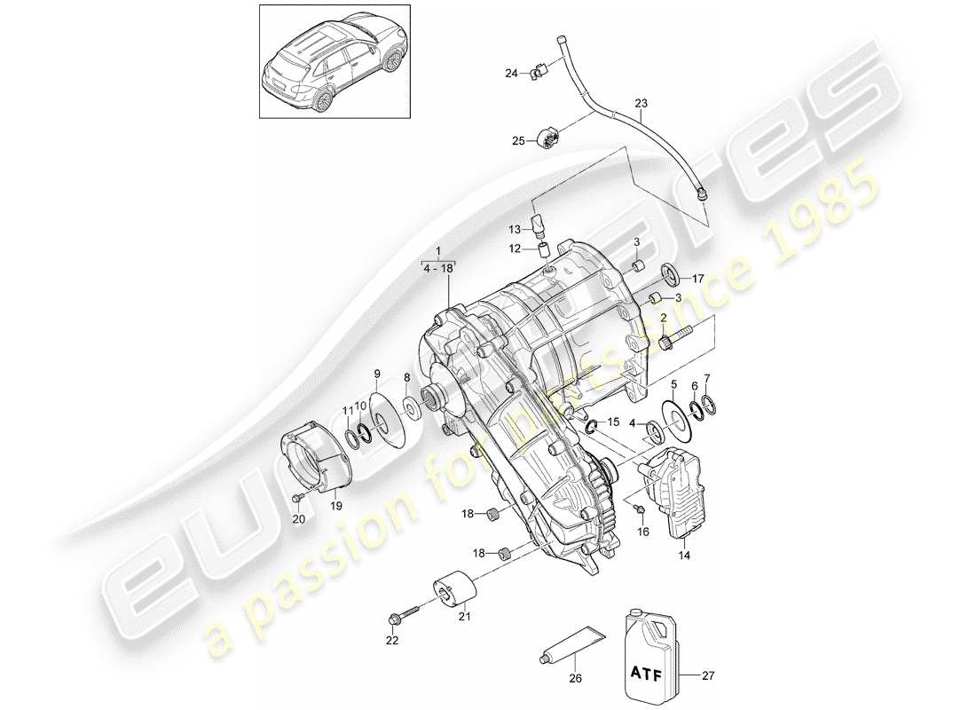 porsche 2015 (cayenne e2 92a) transfer box part diagram