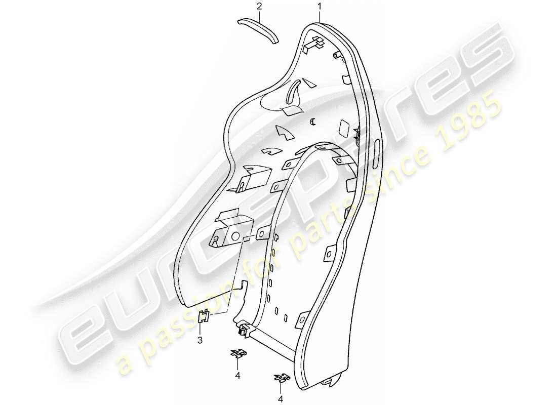 porsche 2004 (996 gt3) backrest shell - sports seat part diagram