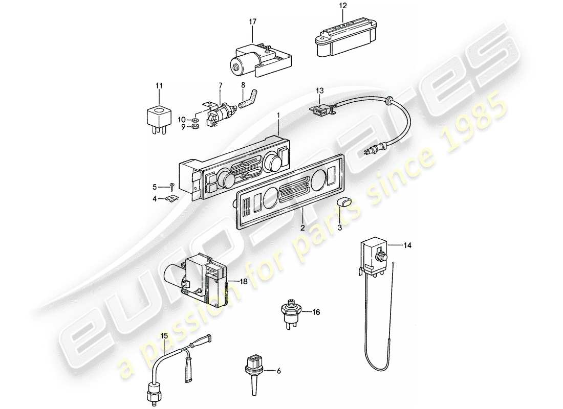 porsche 1988 (959) electrical components - for - air conditioner part diagram