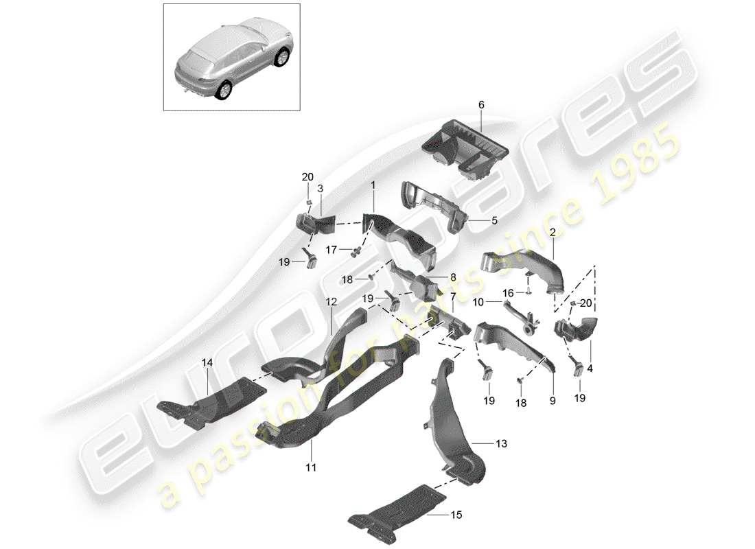 porsche 2016 (macan) air duct part diagram