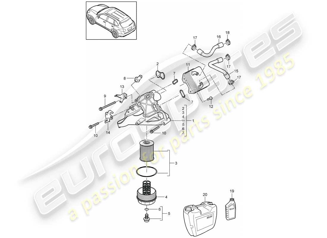 porsche 2014 (cayenne e2 92a) oil filter part diagram