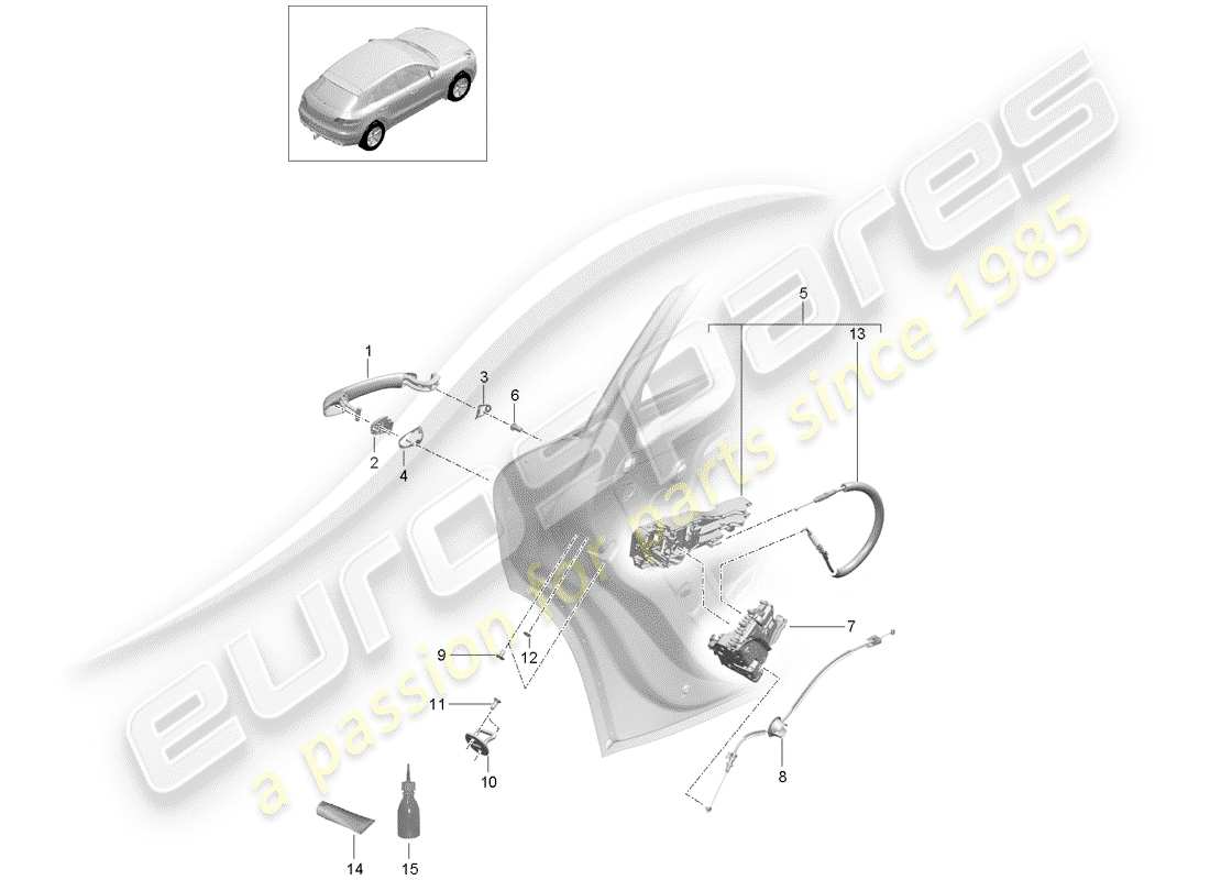 porsche 2017 (macan) door latches part diagram