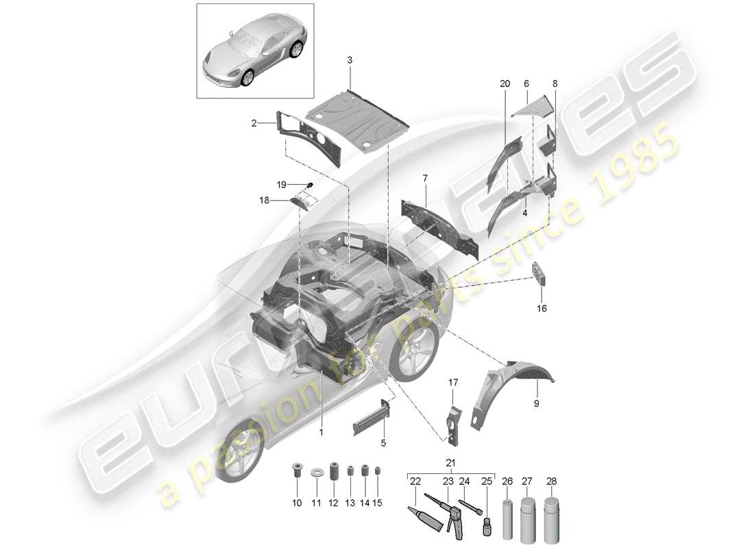 porsche 2017 (718 cayman) rear end part diagram