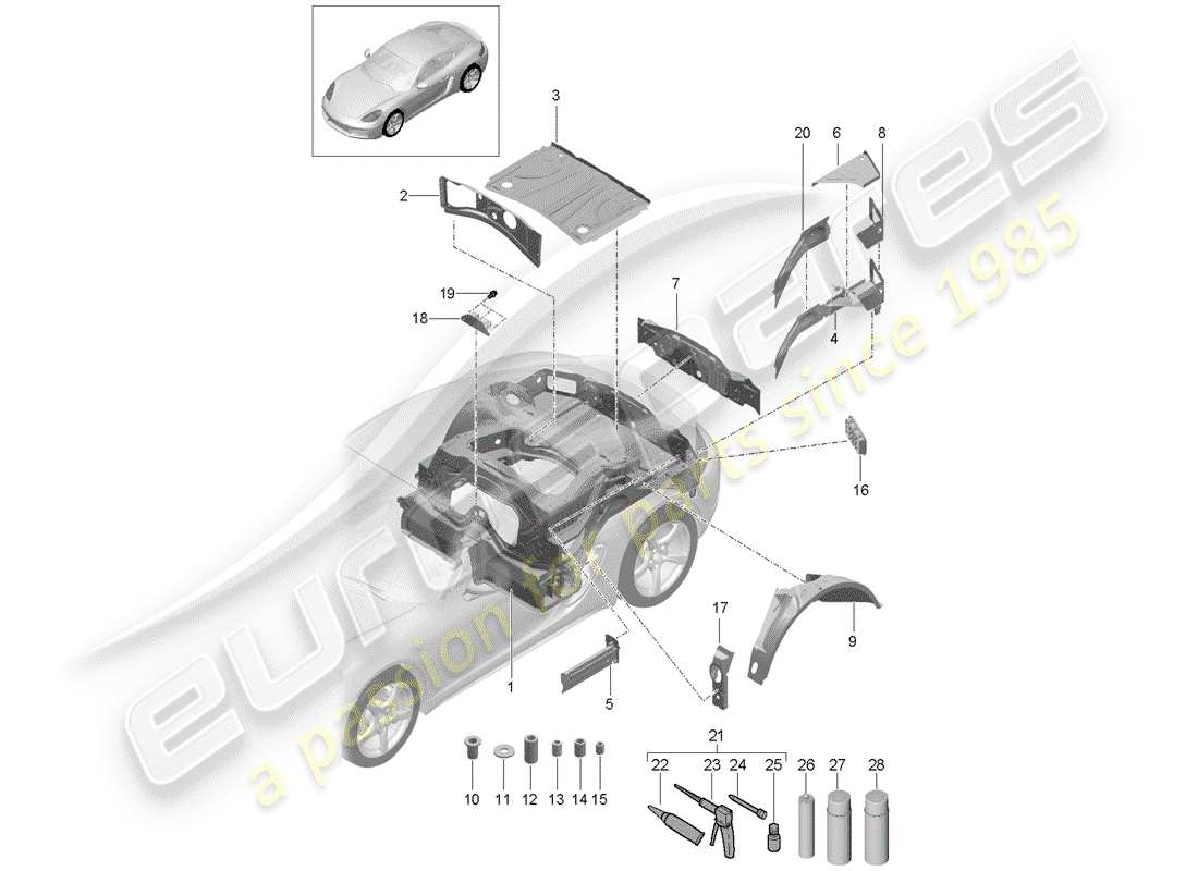 porsche 718 cayman (2017) rear end part diagram
