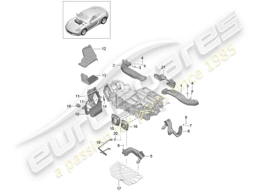 porsche 2017 (718 cayman) air duct part diagram