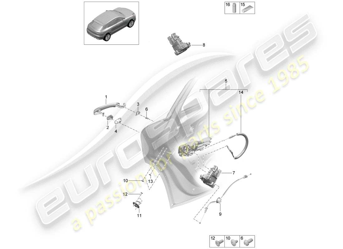 porsche 2020 (macan) door latches part diagram