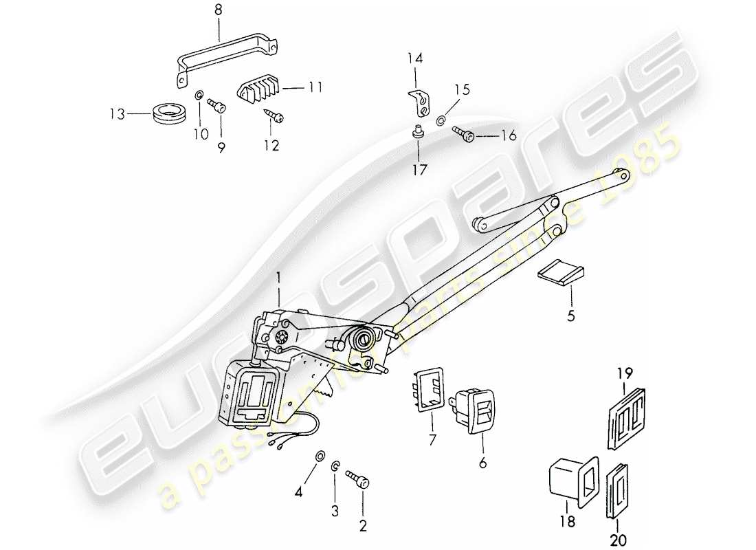 porsche 1972 (911) window regulator - electric part diagram
