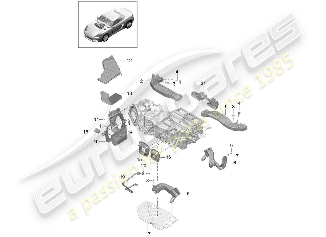 porsche 2019 (718 boxster) air duct part diagram
