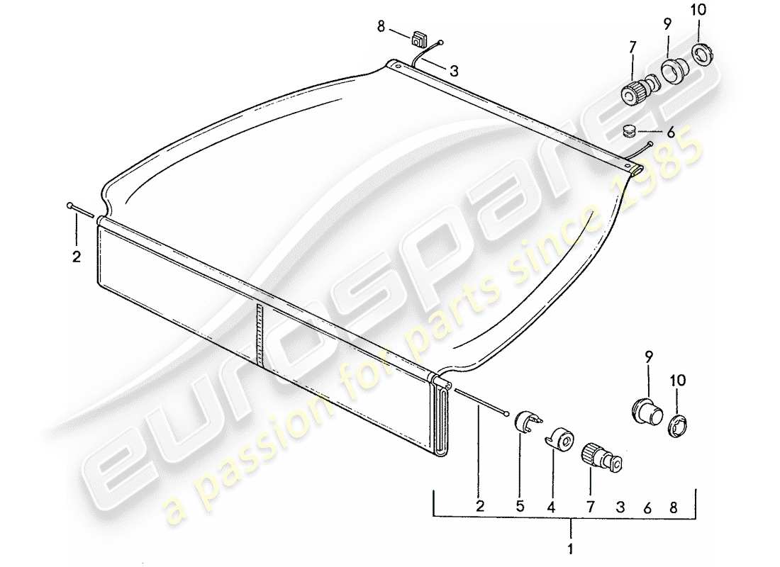 porsche 1991 (928) luggage compartment cover part diagram